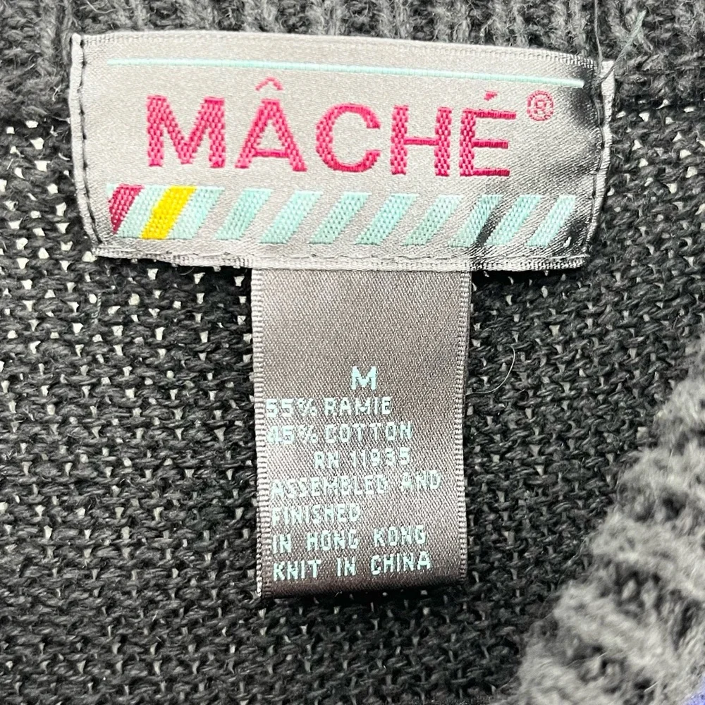 Vintage Mache Knit Sweater with Geometric Pattern Mens Medium - Picture 3 of 4